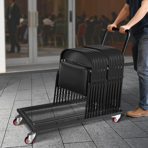 Heavy Duty Black Folding Chair Dolly Built Dang Tough With Reinforced Steel Frame And Anti Rust Coating For Smooth Event Setup And High Capacity Moving Cart with stacked chairs