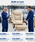Big And Tall Office Chair 400lbs With Wide Memory Foam Seat and Footrest in khaki during durability testing