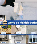 Person applying Legit Invisible Waterproof Sealant That Blocks Every Leak On Roofs Walls Windows And Showers With A Clear Water Base Shield Built For Heavy Duty Use Indoors And Outdoors on a concrete surface.