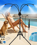 Portable Outdoor Patio Misting System With 15L Water Bucket and 5.3 Ft Adjustable Height Standing Mister by poolside