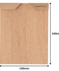 Flat view of an unassembled piece from Walnut Beesplate Woodworking Kit With Two Types Of Chisels Includes Sandpaper Sesame Oil Cotton Bag And Four Dishes Perfect For Hobby Crafters And DIY Wood Projects, showing dimensions 190mm by 240mm.