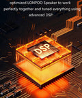 Close-up of a circuit board with DSP chip, showcasing technology in Powered Bookshelf Speakers With Wireless 100W RMS Bluetooth And EARC.