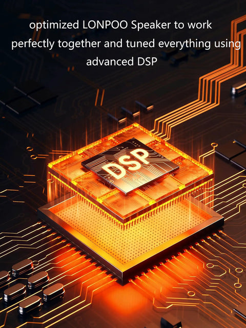 Close-up of a circuit board with DSP chip, showcasing technology in Powered Bookshelf Speakers With Wireless 100W RMS Bluetooth And EARC.