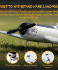 Close-up of Ready To Fly 4 Channel RC Plane For Adults With Beast Performance, Advanced Foam Construction, on grass.