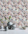 Pink Arabesque Peel And Stick Tile Backsplash 12x12 Self Adhesive Kitchen Tiles Pack Of 10 Thick 2 To 2.5mm Design With 3X Stronger Adhesive