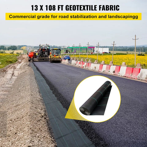 Commercial Grade Heavy Duty Driveway And Garden Landscape Fabric 13 By 108 Feet Geotextile Underlayment Weed Barrier Ground Cover for road construction