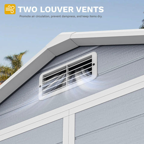Sturdy 6x4.4 Ft Outdoor Resin Storage Shed With Reinforced Floor Lockable Door Window And Vent All Weather Bike And Tool Storage showing vent