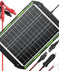25W 12V Solar Powered Battery Charger And Maintainer With Smart MPPT Controller Waterproof Workhorse Trickle Charger Kit For Cars Boats RVs Trailers High Efficiency Solar Panel For Reliable Power, showing solar panel and connectors.