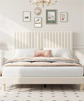 Level Up Your Sleep Setup With This Dope Queen Platform Bed Frame Wrapped In Plush Velvet Upholstery Featuring A Three Level Adjustable Tufted Headboard For Chill Nights.