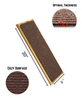 Non Slip Stair Treads For Indoor Stairs 30x8 Inches Pack Of 15 Brown Anti Slip Stair Covers For Dogs And Kids, showing size and texture.