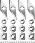 32Pcs Tungsten Carbide Cutters Inserts Set For Wood Lathe Turning Tools Include 11mm Square With Radius, 12mm And 8.9mm Round Heads