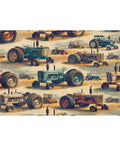 Vintage Farm Tractors U Shaped Toilet Rug Non Slip Absorbent Bath Mat Soft Polyester Fiber with colorful tractor print