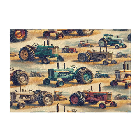 Vintage Farm Tractors 2 Piece Bath Mat Set With Non Slip Backing featuring colorful tractor designs, quick dry, 24x16 inch