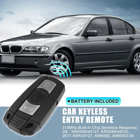 Two Pack 315MHz BMW Keyless Entry Remote Fob Replacements For 1 3 5 6 Series 2006 Through 2014 With 3 Buttons And Door Key 46 Chip