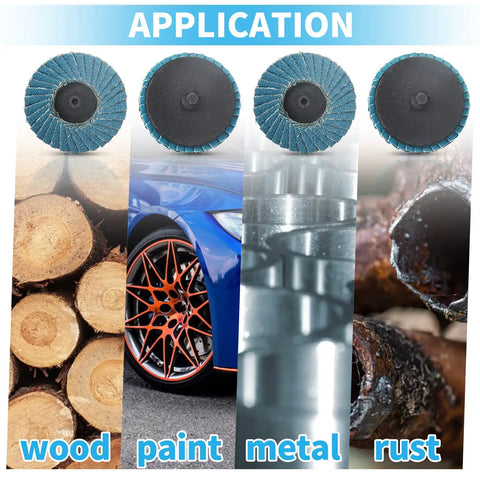 20 PC 2 Inch Zirconia Mini Flap Discs Quick Change Sanding Set With Grit 40 60 80 120 for wood, paint, metal, rust