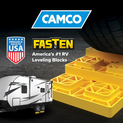 Built Tough Heavy Duty Polymer Rv Leveling Blocks 10 Pack With Quad Grid Traction for stable RV support on slopes.