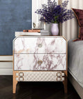 Side table with 197 Inches Long And 36 Inches Wide Marble Contact Paper For Countertops Waterproof Peel And Stick Self Adhesive Vinyl Wrap No Mess Easy Install For Kitchen Counters Desks And Table Tops With Seamless Look, adorned with decor items.