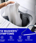 Person loading washer with Ultra Durable Washer Lid Switch For 3949238 Fits Whirlpool And Kenmore Washers With Metal Shield Protection Replaces WP3949238 AP3100001 PS350431 Your Go To Replacement For Leak Free Operation And Easy Installation displayed.