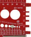 Tough As Nails 18-8 Stainless Steel Socket Button Head Screws measuring 2 inches with 8-32 threads displayed on a measurement tool.