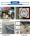 Fresh Mirror Finish Food Truck Rigged Out As A Flexible Mobile Catering Trailer With Heavy Duty Axles Ready To Roll Profitably Sweet Street Kitchen showing sales window, power connector, towing system, and truck jack.