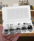 120 Piece Black E Clip Assortment Kit With Beryllium Bronze External Retaining Rings Open Design, Sizes M1.5 Through M10 in case