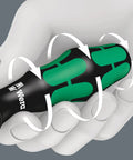 Illustration of ergonomic handle from Kraftform Big Pack 300 14 Piece Pro Grade Screwdriver Set showing grip dynamics.