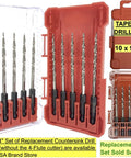 Premium Kicker 10-Piece Number Six Countersink Bit Kit featuring 10 tapered drill bits in a storage case.