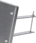 Hella Sturdy Electric Planer Stand With Heavy Gauge Aluminum Bracket Table detail showing metallic bracket and screws for secure mounting.