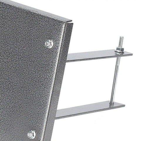 Hella Sturdy Electric Planer Stand With Heavy Gauge Aluminum Bracket Table detail showing metallic bracket and screws for secure mounting.