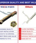 Comparison showing Pro Grade Two Pack Oven Door Hinge Kit Replacement with competitor's hinge, highlighting durability and fit.