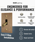 Solid Brass Toggle Switch 1 Gang Vintage Brass Decor 15A 120V Brass Plated Single Pole Classic Industrial Style For Home Office Studio And Retro Interiors with installation steps.