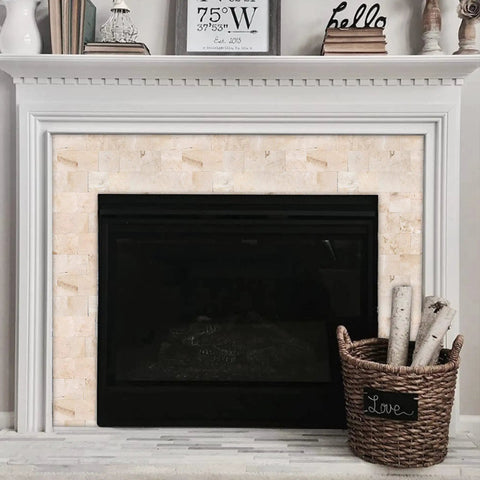 Peel And Stick Backsplash Tile Kit For Kitchen And Bathroom, Real Stone Or Wood Texture, DIY Friendly, fireplace setting
