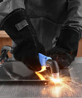 Person using 3 In 1 Plasma Cutter Welder Combo for Home Workshop, 50A Plasma Cutter and 200A TIG MMA Welders on metal sheet