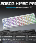 Rock Solid Aluminum Wireless Mechanical Gaming Keyboard With Dedicated Numberpad Featuring Tri Mode Bluetooth And Usb Wired Connection For Zero Lag Action And Butter Smooth Typing On Windows Mac And Tablets with RGB backlit keys.