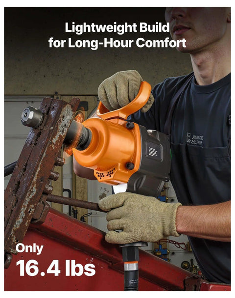 One Inch Pneumatic Impact Wrench Equipped With Twin Hammer Action Pumps Out 1200 Ft Lbs Of Nut Bustin Torque For Corroded Stuck Fasteners in action, lightweight design.