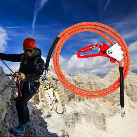 Steel Core Flip Line For Tree Climbing With Half Inch By Eight Foot Wire Rope Heavy Duty Triple Lock Carabiner Adjuster Steel Swivel Snap Fall Protection Gear For Arborists And Tree Climbers 20 kN Breaking Strength