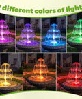 6.5W Solar Bird Bath Fountain With Lights, 3 Tier DIY Water Feature with 7 colored LEDs for Garden, Patio, Yard, and Pond