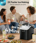 Grab And Go Countertop Nugget Ice Maker Churning Crisp Sonic Pellet Chips Up To Forty Pounds Daily, four people gathered around a table with drinks and food.