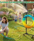 Outdoor Garden Hose Holder Stand 43 Inches Tall With Four Prongs Base Detachable Metal Hose Keeper Freestanding