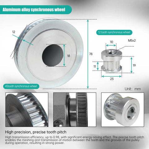 Aluminum alloy synchronous wheel dimensions and details for 100mm No Power Multi Function Lathe Chuck Spindle Assembly