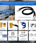 Rock Solid 48 Inch Commercial Gas Hose Connector Kit With 3/4 Quick Disconnect And Full Port Shut Off Valve For Chefs And Restaurants Featuring Reliable Restraint Cable, showcasing hose kit components.