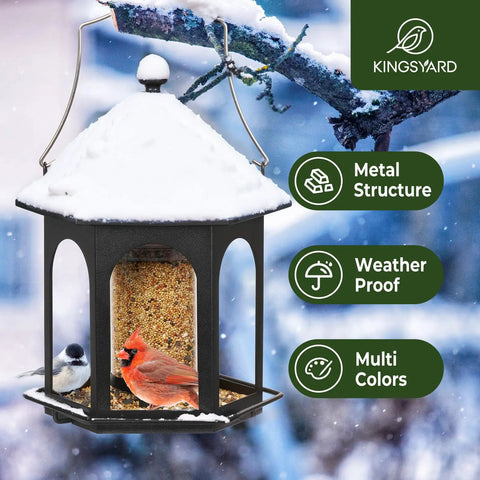 Durable Metal Bird Feeder For Outdoors Hanging With 3 Pound Seed Capacity, Squirrel Resistant And Rust Resistant, ideal for garden
