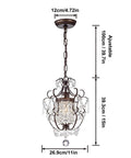 Chandelier Modern Mini Shabby Chic Cozy 1 Light Bronze Farmhouse Crystal Pendant Ceiling Fixture with dimensions