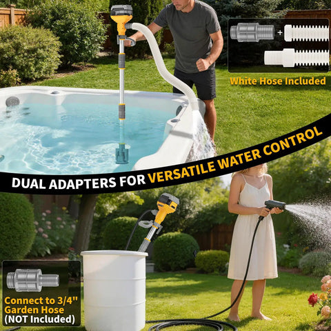 20V Battery Powered Water Transfer Pump Cordless Go Anywhere Stick Pump With 37 Inch Hose And Detachable Rod 800 GPH Portable Water Pump used for pool and garden watering
