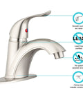 RV Single Handle One Hole Bathroom Faucet in Brushed Satin Nickel Finish with arc lever, durable metal construction, easy control