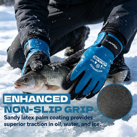 Fishing with All-Weather 100% Waterproof Winter Gloves For Men And Women XXL With Double-Layer Latex, Scratch And Slip Resistant