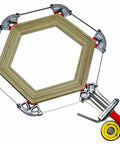 Merle Pro Grade Multi Corner Woodworking Clamp With Steel Band System Delivers Even Pressure Around Every Angle And Adapts To Square Rectangular Circular And Irregular Shapes With Pivoting Non Marring ABS Jaw Inserts securing hexagonal frame