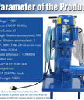 Portable Hydraulic Oil Filter Cart With 3 Micron Precision Filtration And Single Cylinder Purification System Killing Grit Fast With A Slick Pressure Gauge 2M Flexible PVC Hose And 220V Setup with detailed specifications.