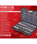 Pro Grade 62 Piece Torx Master Bit Socket Set With External Star Sockets, S2 Steel, 1/4 3/8 1/2 Inch Drive, Tamper Resistant And Torx Plus open case with bits