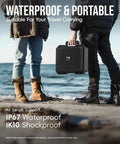 Waterproof Drone Hard Case For Mini 4K, Mini 2 SE And Mini 2 Fly More being held on a beach, showcasing portability and durability.